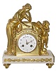 C.1875, French, Ormolu and Marble Figural clock, 8-day bell strike movement.