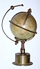 C.1890, French, Terrestrial Globe /world time-piece, with 8-day lever movt in base, as-found fair with gouge in globe.
