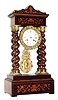 C.1875, French, S. Marti, 4-Column Empire mantel clock, 8-day bell strike with fancy cast / grid pendulum.