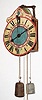 C.1795 (Dated) Austrian, Wood Works, Cows Tail wall clock, 2-weight, striking on a glass bell.