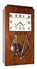 C.1950, German for the French Market, 8-day time, Westminster chime, plus strike wall clock in a walnut art Deco case.