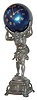 C.1903, French, Figural Clock, ATLAS HOLDING GLOBE on his shoulders, the clock works within the globe, 8-day time, platform movement.