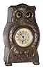 C.1900, German, Animated "Owl" Timepiece (eyes move back and forth), one day duration, wooden case box with cast and silvered owl body attached at front.