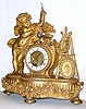 C.1890, French, Striking Conical Pendulum clock, figure of a cherub standing beside the clock, holding the pendulum in his hand.