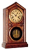C.1880 E. Ingraham and Co., Doric Mosaic, sometimes called a candy stripe, 30-hour time/strike mantel clock.