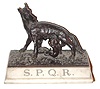 C.1900 French, Bronze statue of Romulus and Remus suckling the wolf, the children whose father was Mars, left by the river, nourished by the wolf and later adopted by a Shepard, grew and according to legend founded Rome. Italians acknowledge that Rome is named for Romulus.