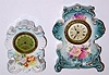 Lot of two: C.1905 New Haven Clock Co. and Ansonia Clock Co., 30-hour lever movement porcelain timepieces.