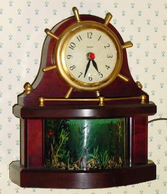 C.1940, United Clock Corp., Brooklyn, NY, MODEL 454, Aquarium Clock, 110v, electric timepiece, light and animation. — Antique Clocks Price Guide