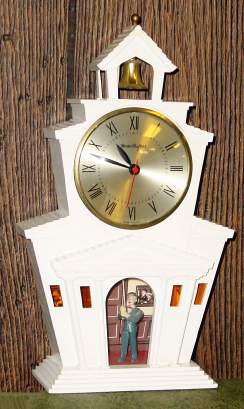 C.1950, MasterCrafters, Chicago, IL, CHURCH, model 560, 110v., electric animated timepiece in a plastic molded church. — Antique Clocks Price Guide
