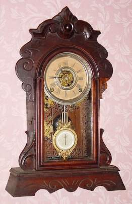 C.1885 F. Kroeber and Co, "Java" , 8-day time and strike, plus alarm, mantel clock. — Antique Clocks Price Guide