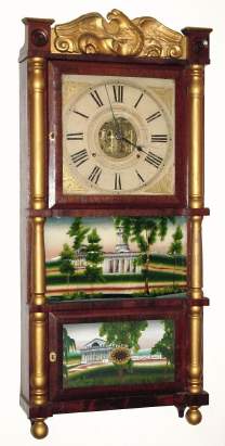 C.1840, Birge, Mallory and Co., Bristol, Conn., 8-day time/strike triple decker shelf clock. — Antique Clocks Price Guide
