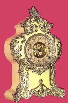 C.1895, F. Kroeber Clock Co., New York, NY, "Versailles" , 8-day enameled iron time/strike mantel clock in the French style. — Antique Clocks Price Guide