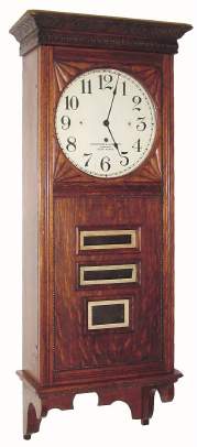 Case and top Movement, C.1897, for Prentiss STANDARD calendar clock (missing lower "thrasher" calendar mechanism, and no pendulum). — Antique Clocks Price Guide
