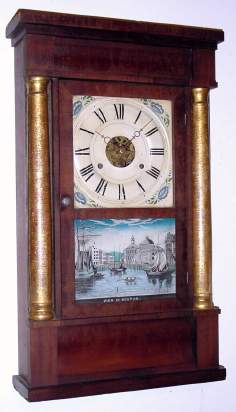 C.1855, Seth Thomas, Plymouth Hollow, Conn, 2-Wt, 30 hour time and strike Gilt Column, earlier model with short columns. — Antique Clocks Price Guide