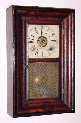 C.1850. Brewster and Ingrahams, Bristol, Conn, USA, Mini OOG, 30-hour, Brass Spring, time, strike and alarm. — Antique Clocks Price Guide
