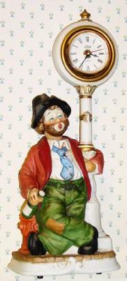 C.1987, Japan, Bisque figure of WHISTLING WILLIE, who whistles "3 O'Clock in the Morning", while turning his head from side to side, small quarts timepiece movement in street clock. — Antique Clocks Price Guide