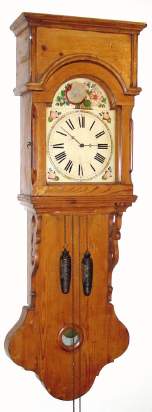 Mixed Lot: 19th Century Dutch Tail Clock case, stripped, now with C.1900, German painted dial clock striking movement. — Antique Clocks Price Guide
