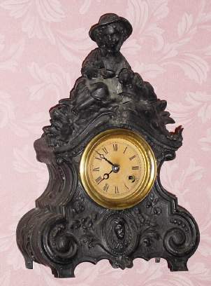 C.1875, Terry Clock Co., Waterbury, Conn, GIRL and LAMB, one day, spring, cast white metal case. — Antique Clocks Price Guide