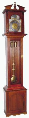 A C.1840, French Lantern Style Morez movement, 2-weight, now in a modern walnut veneer tall case. — Antique Clocks Price Guide