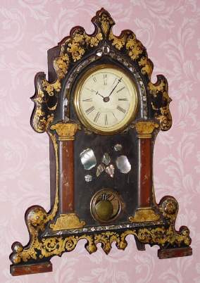 C.1850, J. C. Brown, Forestville, Conn, 8-Day, Decorated Iron Front, with an old repair to one foot. — Antique Clocks Price Guide