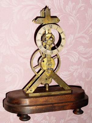 C.1880 /Conversion/ French 8-Day timepiece movement, now in nicely made inverted Y frame skeleton plates, — Antique Clocks Price Guide
