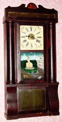 C.1855, Birge, Peck and Co., Bristol, Conn, 8-day time and strike column and cornice shelf clock. — Antique Clocks Price Guide