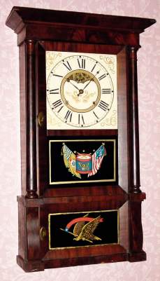 C.1837, No label, Birge Type, 8-day time and strike full column and cornice shelf clock. — Antique Clocks Price Guide