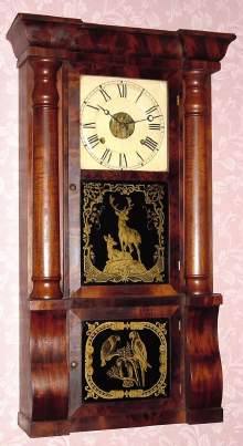C.1885, Seth Thomas Clock Co, Thomaston, Conn, 8-day time and strike column and cornice shelf clock. — Antique Clocks Price Guide