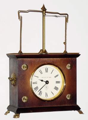 C.1975, The Horolovar Co. (C. Terwilliger, NY) , IGNATZ Flying Pendulum Clock, repro of the Jerome and Co. original. — Antique Clocks Price Guide