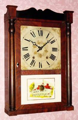 C.1830, Riley Whiting, Winchester, Conn, 30-hour time/strike wood movement half column and splat shelf clock (short case). — Antique Clocks Price Guide