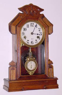 C.1890, Wm L. Gilbert, Winsted, Conn, Kitchen Clock, mixed walnut and poplar case, 30-hour time and strike. — Antique Clocks Price Guide