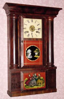 C.1850, Brewster and Ingrahams, 30-hour time and strike column and cornice shelf clock, as-found, with added alarm. — Antique Clocks Price Guide