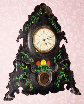 C.1850, Connecticut Clock Co., 54 John St, NY, 8-Day, time and strike, iron front mantel clock, the Washington model. — Antique Clocks Price Guide