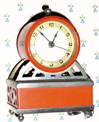C.1935, Germany, 30-hour musical novelty alarm timepiece, Deco style. — Antique Clocks Price Guide