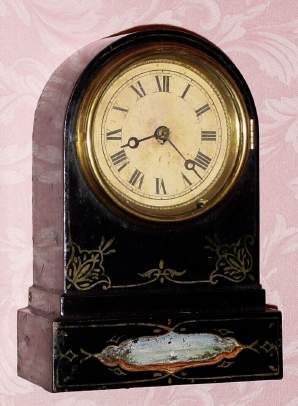 C.1875, Terry Clock Co., Waterbury, Conn , No. 31, Black and Gilt , round topped mantel clock, 8-day time and strike. — Antique Clocks Price Guide