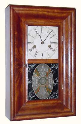C.1850, Elisha Manross, Bristol, Conn, Mini OOG, with fabulous lacy painted tablet, 30 hour time and strike. — Antique Clocks Price Guide