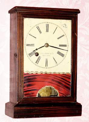 C.1855, Henry Sperry and Co., New York, grain painted cottage clock, 30 hour spring movement. — Antique Clocks Price Guide
