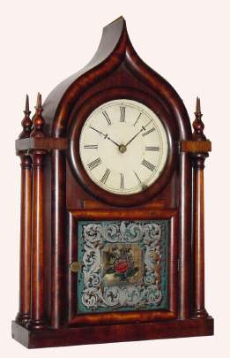 C.1856, E. C. Brewster and Son, Bristol, Conn, 4-Column OG Top Gothic , or onion top, 8-day time and strike. — Antique Clocks Price Guide