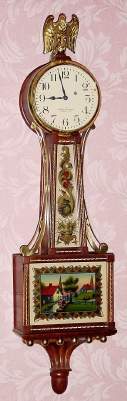 C.1980, (dated) Foster Campos, Pembroke, MA, 8-day miniature banjo timepiece, presentation model with rope front and bracket. — Antique Clocks Price Guide