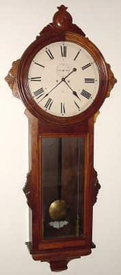C.1900, Ansonia Clock Co., NY, "GENERAL", black walnut cased wall clock, 2-weight, time only. — Antique Clocks Price Guide