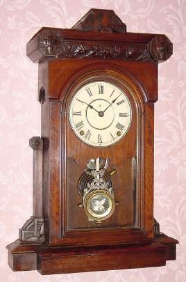 C.1880, Seth Thomas Clock, Co, Thomaston, Conn, "PITTSBURGH, V.P." in walnut, 8-day time and strike on cathedral gong. — Antique Clocks Price Guide