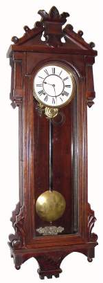C.1900, Ansonia Clock Co., New York, "PROMPT", 8-day, spring driven, with porcelain dial, the case of black walnut. — Antique Clocks Price Guide