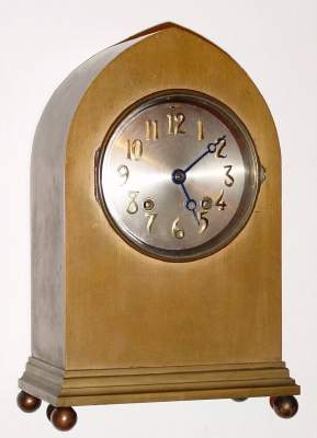 C.1907 Chelsea Clock Co., Boston. Mass., "Gothic", 8-day ship's bell clock with the serial no. 23984 in a brass case, 4 1/4" dial with raised brass numerals. — Antique Clocks Price Guide