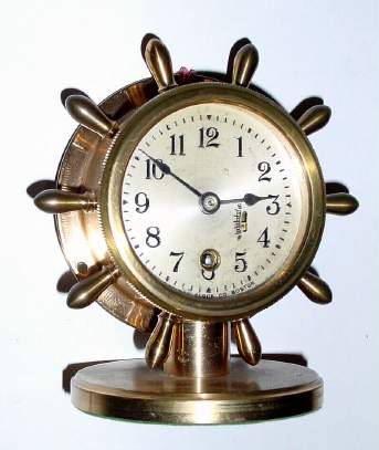 C.1946 Chelsea Clock Co., Boston. Mass., "Viking", 8-day desk timepiece with the serial no. 512353 in a polished brass case. — Antique Clocks Price Guide
