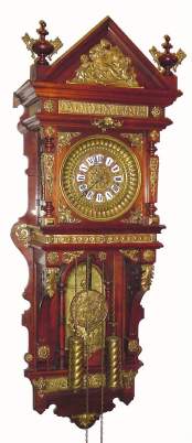C.1900, Ansonia Clock Co., NY, "ANTIQUE HANGING" , 2-Weight, 8-day, time and gong strike wall clock in mahogany. — Antique Clocks Price Guide