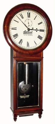C.1886, Seth Thomas Clock Co., Thomaston, Conn, "Regulator No. 1" , in rosewood, and with original nickel appointments, and with advertising dial. — Antique Clocks Price Guide