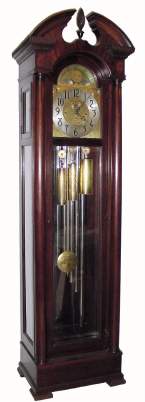 C.1920, Colonial Mfg. Co., Zeeland, Mich, Model 1317, Hall Clock, dual chime on 7 tubes, 3-weight with moon phase. — Antique Clocks Price Guide