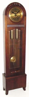 C.1920, German, Dark Oak Tall Clock, 2-weight, 8-day with ting-tang strike on rods. — Antique Clocks Price Guide
