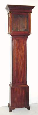 C.1890, Scottish, CASE ONLY, for 13" square dial, mahogany with reeded corners and lamb's tongues, made for a century earlier movement that was later re-united with its case. — Antique Clocks Price Guide