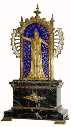 C.1875, French, Mysterious "Bras en L'Air" timepiece, the lady pointing to the time with her hands, hours to the left and minutes to the right. — Antique Clocks Price Guide